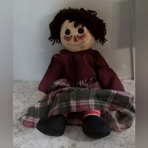 Original ooak handmade vintage volland raggedy ann style doll, muslin rag doll